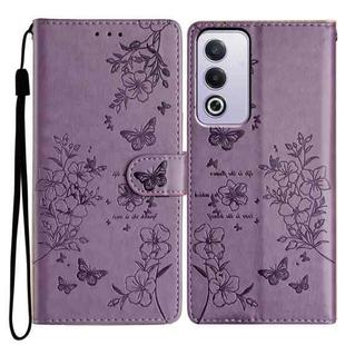 For OPPO A3 Pro 5G Butterflies and Flowers Leather Phone Case(Purple)