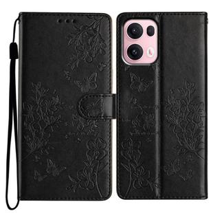 For OPPO Reno13 Pro Global Butterflies and Flowers Leather Phone Case(Black)