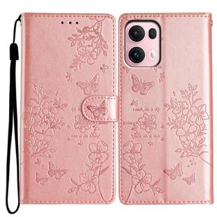 For OPPO Reno13 Pro Global Butterflies and Flowers Leather Phone Case(Rose Gold)