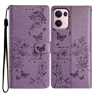 For OPPO Reno13 Pro Global Butterflies and Flowers Leather Phone Case(Purple)