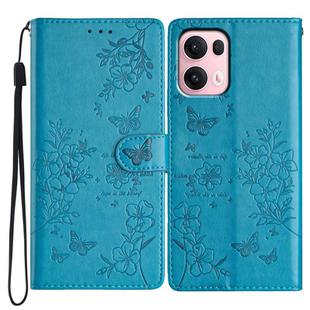 For OPPO Reno13 Pro Global Butterflies and Flowers Leather Phone Case(Blue)