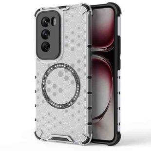 For OPPO Reno12 Pro Global Honeycomb Magnetic Ring Shockproof Phone Case(White)