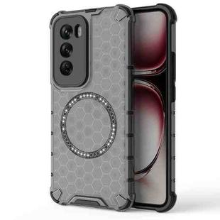 For OPPO Reno12 Pro Global Honeycomb Magnetic Ring Shockproof Phone Case(Black)