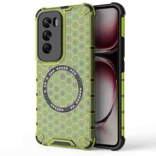 For OPPO Reno12 Pro Global Honeycomb Magnetic Ring Shockproof Phone Case(Green)