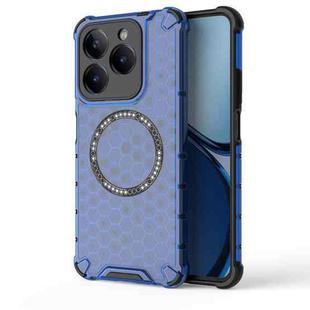 For Realme C63 Global Honeycomb Magnetic Ring Shockproof Phone Case(Blue)