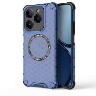For Realme Narzo N63 Global Honeycomb Magnetic Ring Shockproof Phone Case(Blue)