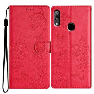 For Huawei P Smart Z Butterfly Love Flower Embossed Leather Phone Case(Red)