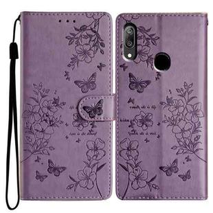 For Huawei P Smart Z Butterfly Love Flower Embossed Leather Phone Case(Purple)