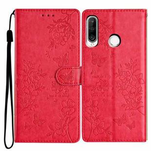 For Huawei P30 lite Butterfly Love Flower Embossed Leather Phone Case(Red)