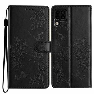 For Huawei P40 lite Butterfly Love Flower Embossed Leather Phone Case(Black)