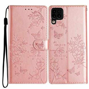 For Huawei P40 lite Butterfly Love Flower Embossed Leather Phone Case(Rose Gold)