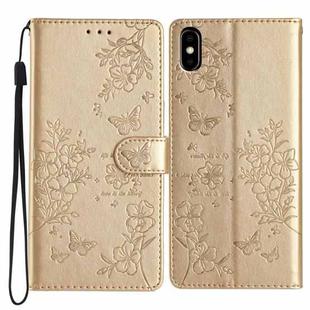 For Huawei Y5 2019 Butterfly Love Flower Embossed Leather Phone Case(Gold)