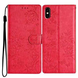 For Huawei Y5 2019 Butterfly Love Flower Embossed Leather Phone Case(Red)