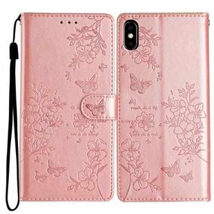 For Huawei Y5 2019 Butterfly Love Flower Embossed Leather Phone Case(Rose Gold)