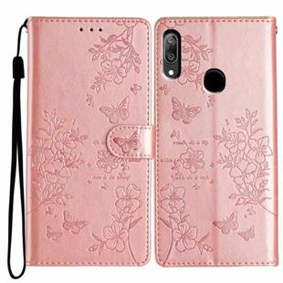 For Huawei Y7 2019 Butterfly Love Flower Embossed Leather Phone Case(Rose Gold)