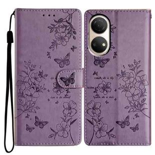 For Honor X7 / Play 30 Plus Butterflies And Flowers Leather Phone Case(Purple)