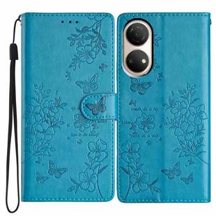 For Honor X7 / Play 30 Plus Butterflies And Flowers Leather Phone Case(Blue)