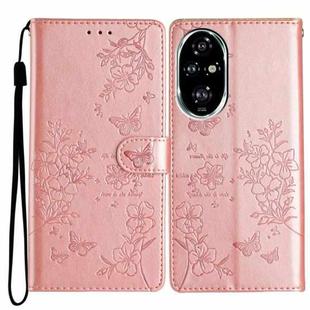 For Honor 200 Pro Butterflies And Flowers Leather Phone Case(Rose Gold)