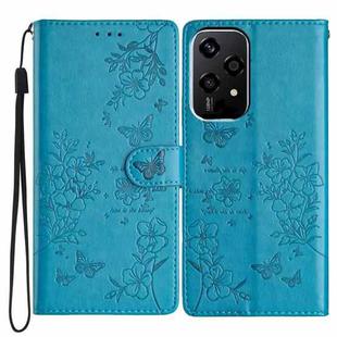 For Honor 200 Lite Global Butterflies And Flowers Leather Phone Case(Blue)