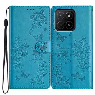 For Honor X5b Butterflies And Flowers Leather Phone Case(Blue)