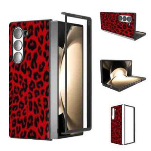 For Samsung Galaxy Z Fold6 Black Frame Leopard Full Coverage Phone Case(Red)