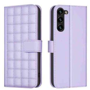 For Samsung Galaxy S21+ 5G Square Texture Leather Phone Case(Purple)