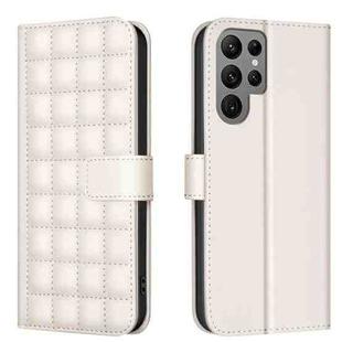 For Samsung Galaxy S25 Ultra 5G Square Texture Leather Phone Case(Beige)