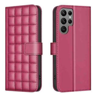 For Samsung Galaxy S25 Ultra 5G Square Texture Leather Phone Case(Red)