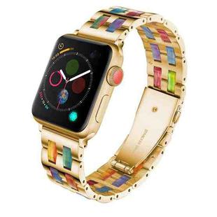 For Apple Watch 5 & 4 44mm / 3 & 2 & 1 42mm Stainless Steel + Resin Watch Band(Iridescent)