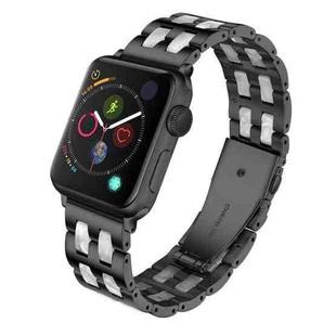 For Apple Watch Series 7 41mm / 6 & SE & 5 & 4 40mm / 3 & 2 & 1 38mm Stainless Steel + Resin Watch Band(Black)