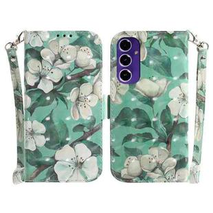 For Samsung Galaxy S24 FE 5G 3D Colored Horizontal Flip Leather Phone Case(Watercolor Flower)