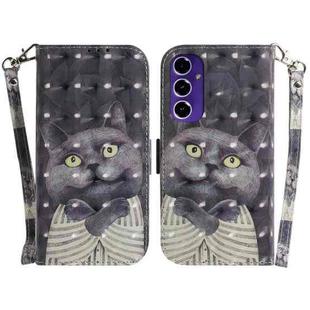 For Samsung Galaxy S24 FE 5G 3D Colored Horizontal Flip Leather Phone Case(Hug Cat)