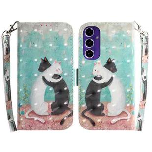 For Samsung Galaxy S24 FE 5G 3D Colored Horizontal Flip Leather Phone Case(Black White Cat)