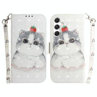For Samsung Galaxy S25+ 5G 3D Colored Horizontal Flip Leather Phone Case(Cute Cat)