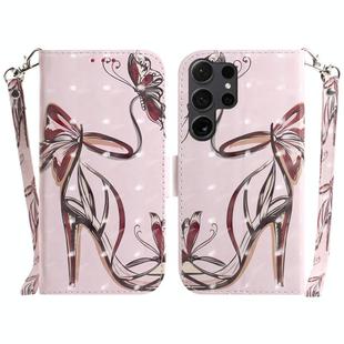 For Samsung Galaxy S25 Ultra 5G 3D Colored Horizontal Flip Leather Phone Case(Butterfly High-heeled)