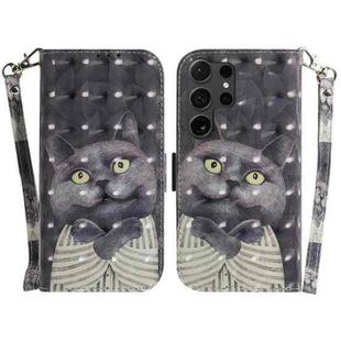 For Samsung Galaxy S25 Ultra 5G 3D Colored Horizontal Flip Leather Phone Case(Hug Cat)