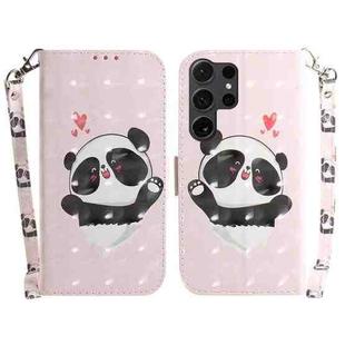 For Samsung Galaxy S25 Ultra 5G 3D Colored Horizontal Flip Leather Phone Case(Heart Panda)