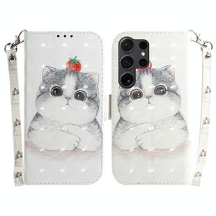 For Samsung Galaxy S25 Ultra 5G 3D Colored Horizontal Flip Leather Phone Case(Cute Cat)