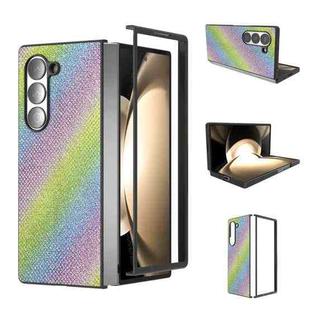 For Samsung Galaxy Z Fold6 Diamond Series Black Frame Full Coverage Phone Case(Rainbow)