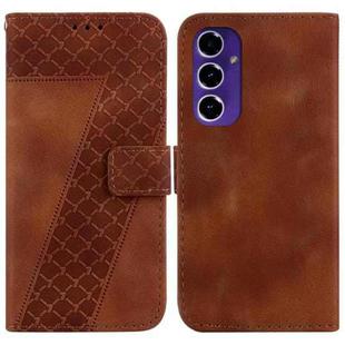 For Samsung Galaxy S24 FE 5G Seven-shaped Embossed Leather Phone Case(Brown)