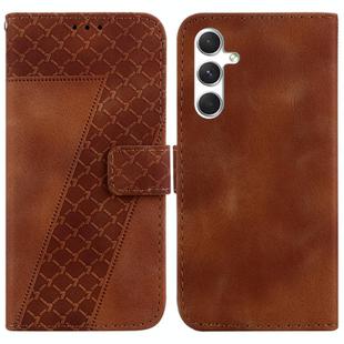 For Samsung Galaxy S25 5G Seven-shaped Embossed Leather Phone Case(Brown)