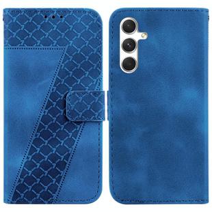 For Samsung Galaxy S25 5G Seven-shaped Embossed Leather Phone Case(Blue)