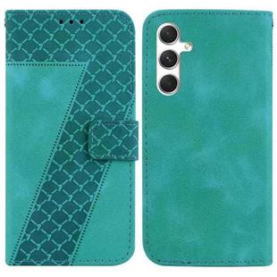 For Samsung Galaxy S25+ 5G Seven-shaped Embossed Leather Phone Case(Green)