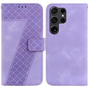 For Samsung Galaxy S25 Ultra 5G Seven-shaped Embossed Leather Phone Case(Purple)