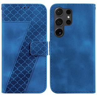 For Samsung Galaxy S25 Ultra 5G Seven-shaped Embossed Leather Phone Case(Blue)