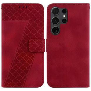 For Samsung Galaxy S25 Ultra 5G Seven-shaped Embossed Leather Phone Case(Red)