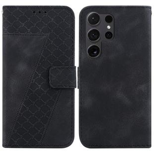 For Samsung Galaxy S25 Ultra 5G Seven-shaped Embossed Leather Phone Case(Black)