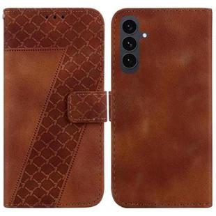 For Samsung Galaxy S25 FE 5G Seven-shaped Embossed Leather Phone Case(Brown)