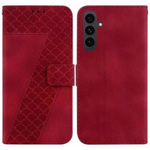 For Samsung Galaxy S25 FE 5G Seven-shaped Embossed Leather Phone Case(Red)