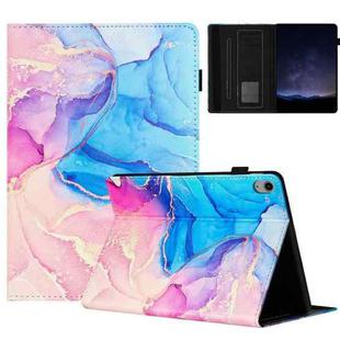 For iPad 10th Gen 10.9 2022 Marble Litchi Leather Smart Tablet Case(Pink Blue)